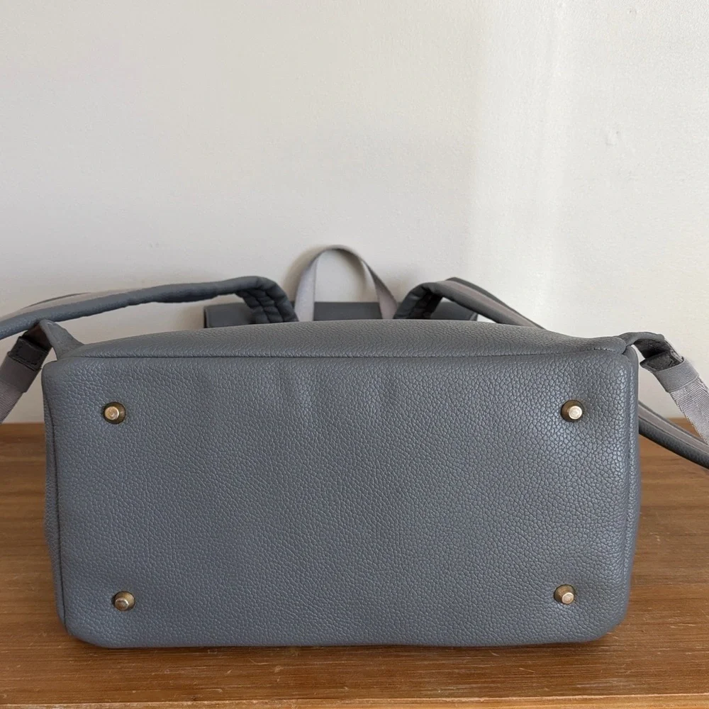 Freshly Picked Grey Leather Diaper Bag